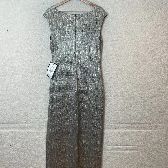 NWT Connected Apparel Womens Mushroom Gold Cowlneck Metallic Dress SIZE 12 - Picture 6 of 8